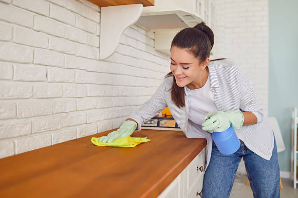 istock Happy young woman doing housework and cleaning kitchen surfaces with a wet cloth 2248663752