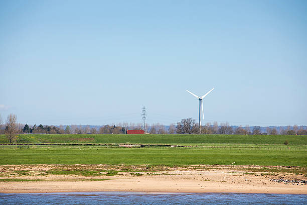 Flat countryside by the River Waal, Netherlands