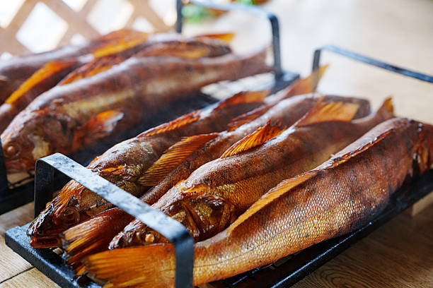 Texture or background of the Peled fishes is lined up to be baked in the oven.