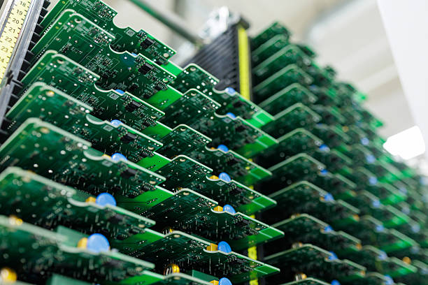 istock Stacks of assembled circuit boards in rack at modern electronics factory 2248669895