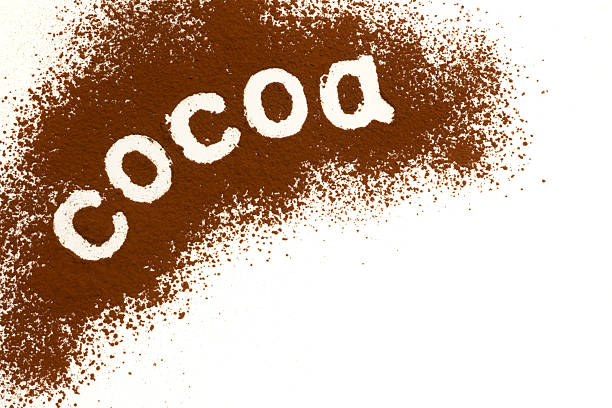 Ground cocoa powder lettering top view with copy space