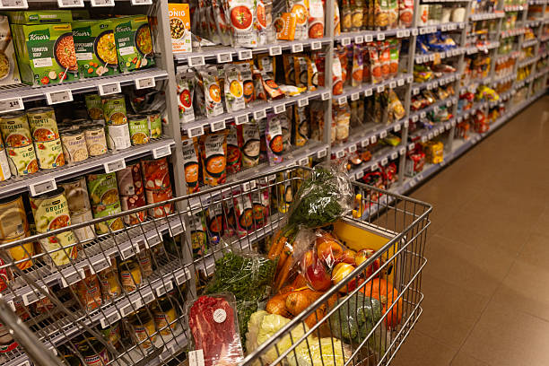 istock Product choice inside an empty grocery store supermarket 2248680801