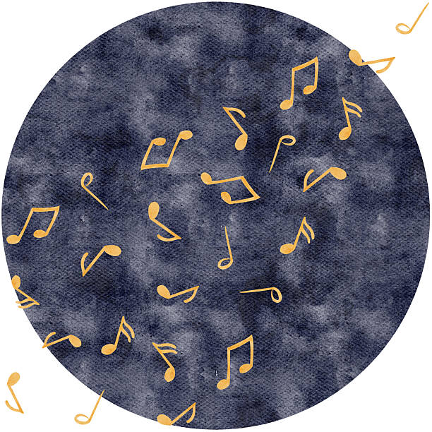 Music notes in warm golden tones, painted with soft texture in diagonal flow upward in a circle. Watercolor clip art with a festive, joyful atmosphere, perfect for Christmas projects, labels, packaging, crafts, decor, music album. Abstract