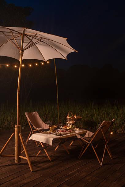 istock Romantic Outdoor Dinner Setup at Night in Nature 2248689720