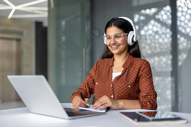 istock Young indian woman learning online, studying remotely 2248698127