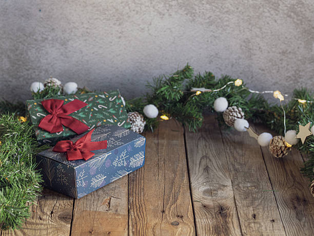 istock Christmas background with gifts and lights. Copy space 2248700258