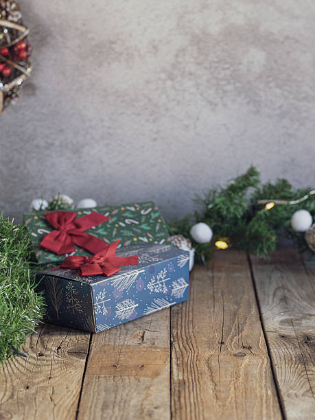 istock Christmas background with gifts and lights. Copy space 2248700259