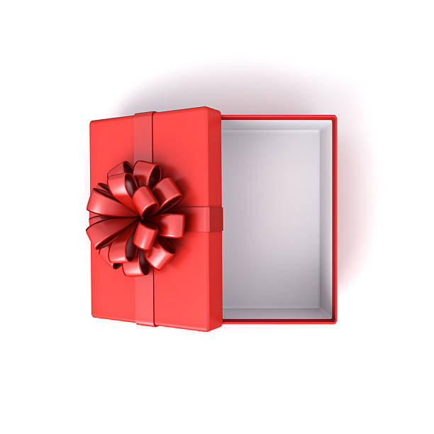 istock Blank red rectangle gift box mock up opening or top view of red present box product display showcase tied with red ribbon bow isolated on white background with shadow minimal concepts 3D rendering 2248702272