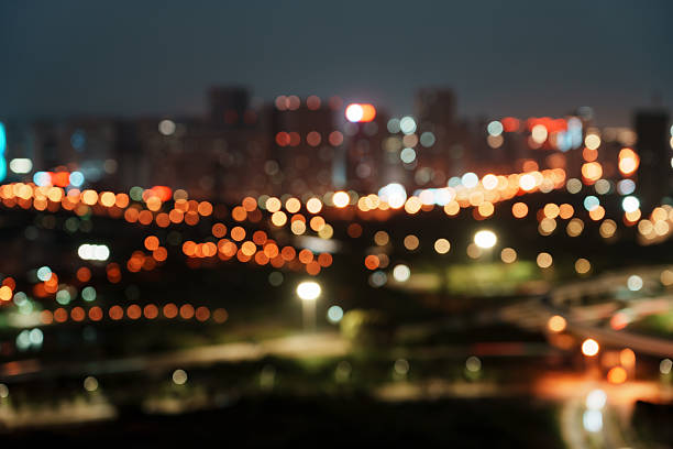 City lights out of focus at night