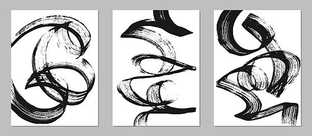 istock Set of abstract backgrounds. Black ink brush strokes, patterns, posters, cover. 2248706105