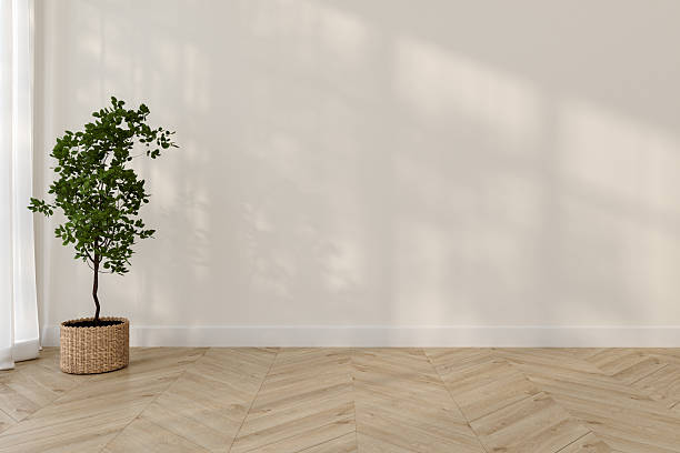 istock Empty white room with wooden floor. Serene home interior background with copy space. 3d Rendering 2248706792