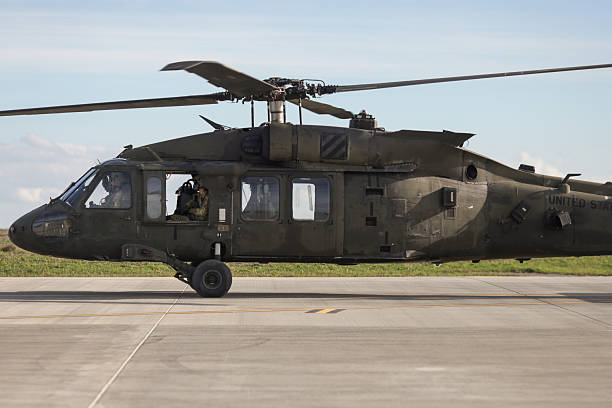 Mihail Kogalniceanu, Romania - November 25, 2025: US army Sikorsky UH-60 Black Hawk military helicopter.