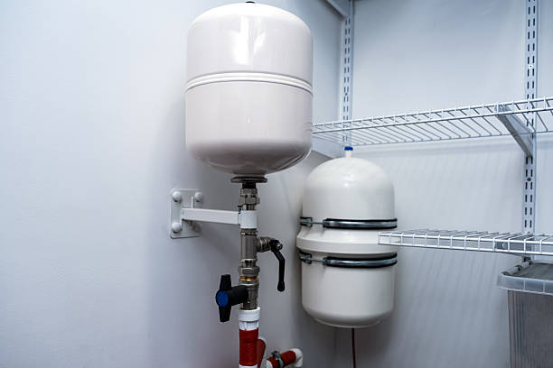 istock Complex residential heating manifold system with valves, gauges, and piping network 2248726638