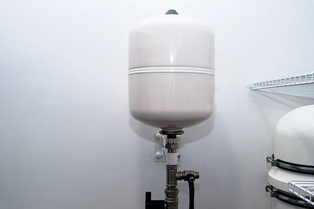istock Complex residential heating manifold system with valves, gauges, and piping network 2248726654