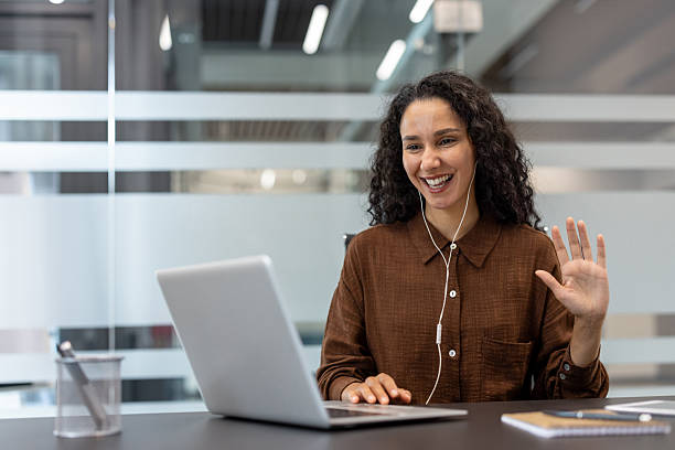 istock Woman having video call in modern office 2248726896