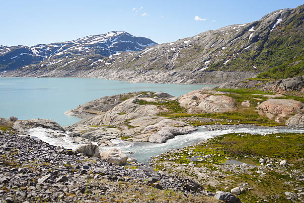 Glaciated mountain and glacial lagoon
