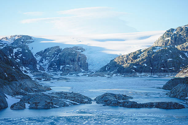 briksdal glacier in north europe Nordfjord norway