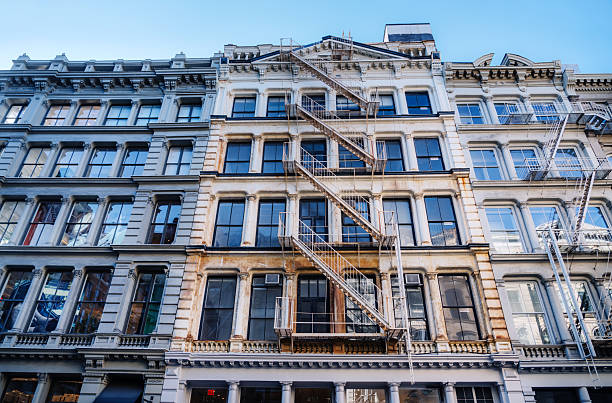 Historic Manhattan Building With Fire Escape On Facade