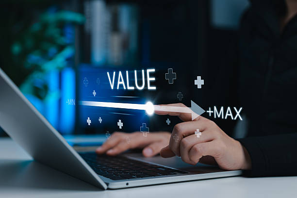 istock Business Value Added Concept. Businessperson adjusting virtual slider to maximize performance, value increase, service enhancement, company value added, add mindset, and strategic business growth. 2248744891