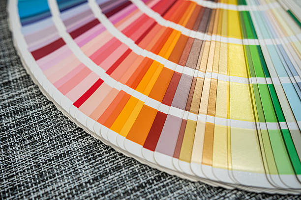 istock Color swatch fan deck on textured woven mat, ideal for interior or graphic design ideas 2248747997