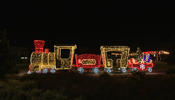 istock A close-up of a cheerful Christmas train. 2248760825