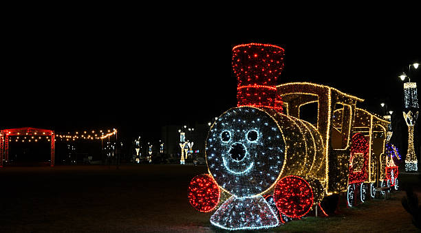 istock A close-up of a cheerful Christmas train. 2248760843