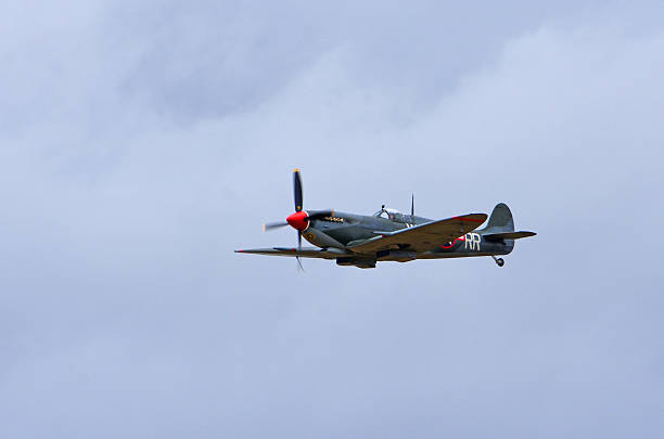 Little Gransden, Cambridgeshire, England -  August 25, 2024: Vintage Supermarine Spitfire Mk 16 in American Colours