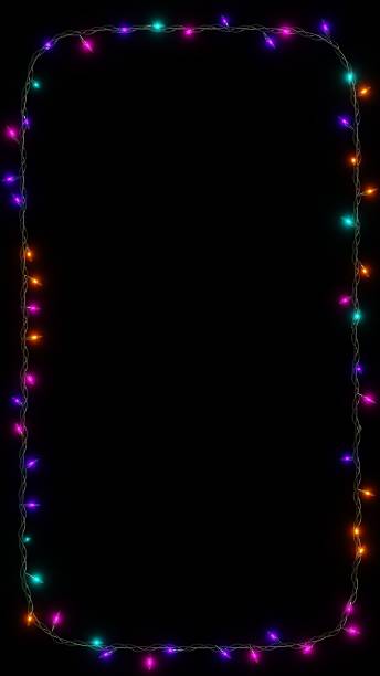 istock Vertical abstract Christmas New Year festive garland lights led neon multicolor frame border copyspace background greeting postcard banner template holiday winter illumination decoration celebration 2248764557