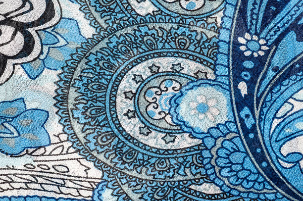 istock Intricate blue paisley pattern on fabric, a detailed textile design 2248765994