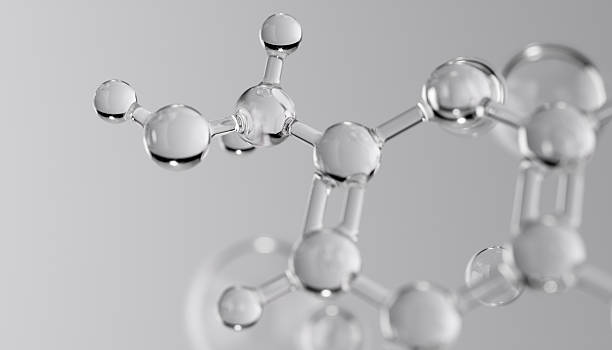 istock Science cosmetic lab technology 3d rendering. Beauty product with Kojic Acid molecular structure abstract biochemistry background concept. 2248766582