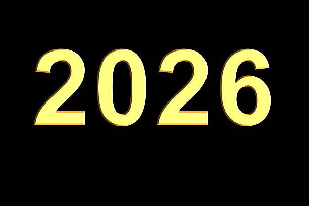 istock Shiny gold 2026 digits on black background for New Year celebration and future countdown 2248771029