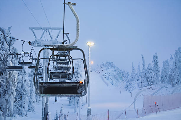 istock Frozen Ski Lift in Winter Wonderland at Dawn 2248771932
