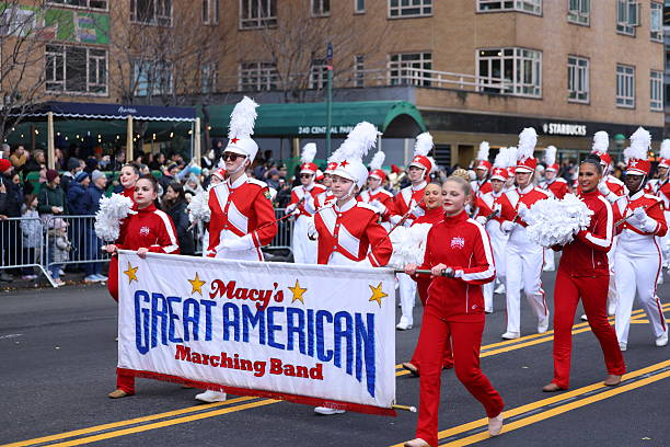 The Macy's Great American Marching Band performs during The 99th Macy's Thanksgiving Day Parade in New York, Thursday, Nov. 27, 2025. (Photo: Gordon Donovan)