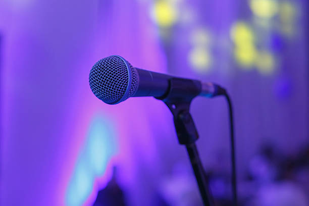 istock Close-up view of a microphone at a venue 2248788211