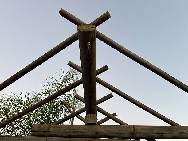 istock Wooden Patio Pergola Structure with Cross Beams 2248794061