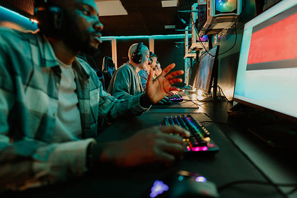istock Diverse esports team competing in gaming arena 2248800939