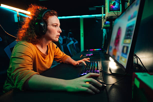 istock Female gamer engaging in intense online video game competition 2248801061