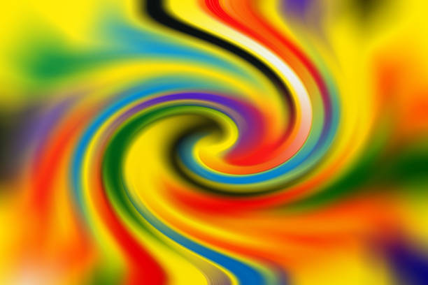 Abstract Multicolor Swirl Background with Motion Blur Effect, Featuring Vibrant Primary Colors in a Spiral Vortex Pattern