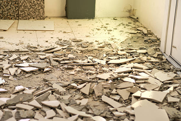 istock Pile of Demolition Debris and Broken Ceramic Floor Tiles 2248804536