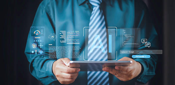 istock Businessman holding tablet with AI hologram interface. Future technology concept of machine learning, big data analysis, and digital business transformation for corporate success and smart innovation. 2248806030