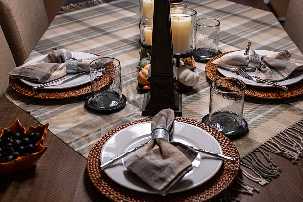 A dinner table set up for a special meal