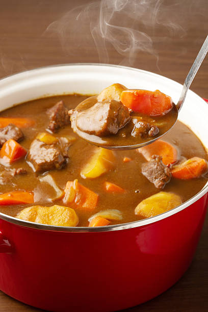 Japanese home-cooked curry cooked in a pot