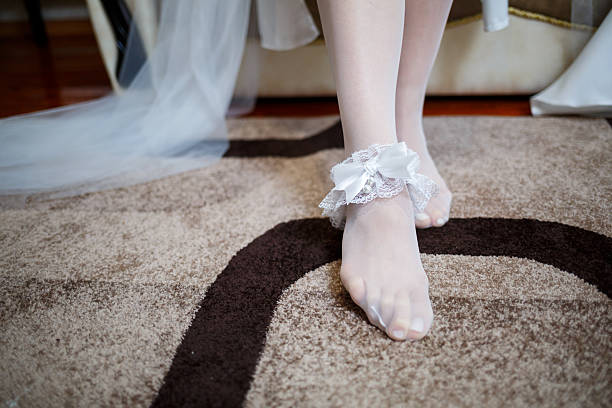 istock bride puts on a beautiful garter on her leg 2248813794