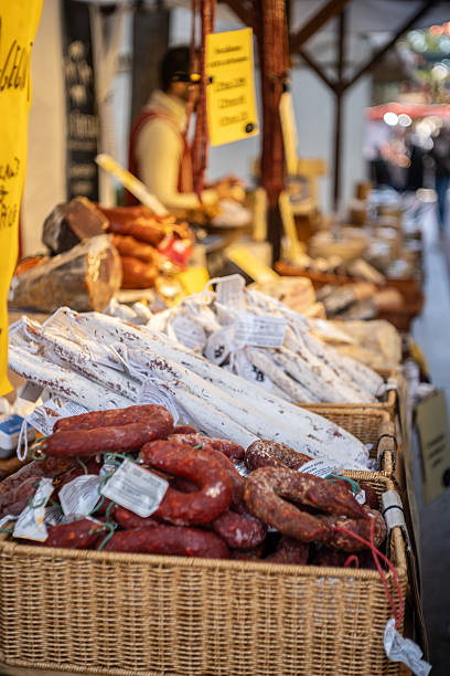 istock Sausages and Cured Meats at Market Stall 2248814903