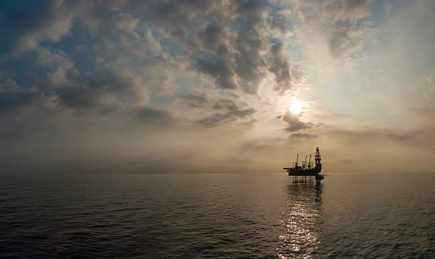istock Aerial view offshore jack up rig at the offshore location during sunset 2248817845
