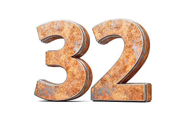 istock Number Thirty Two 32 Digit Made Of Old Rusty Iron Metal Texture White Background 3d Illustration 2248827407