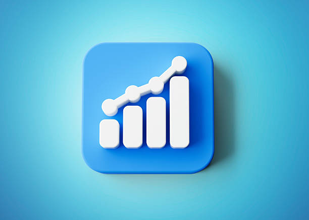 3d shiny blue light with square blue and white finance icon on blue background 3d illustration