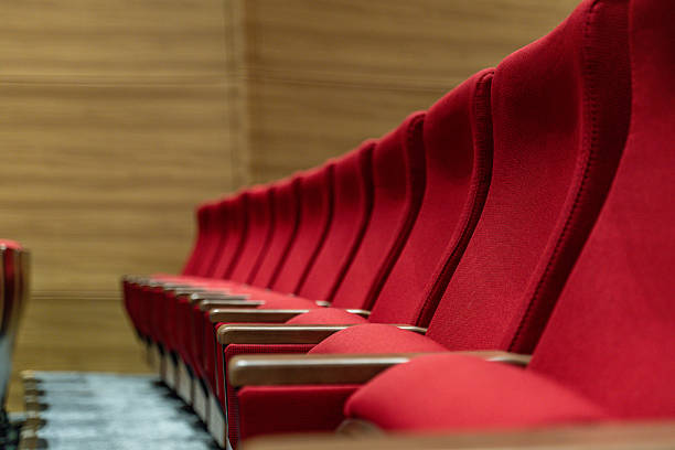 istock The neat and empty red seats in the large conference room 2248827875