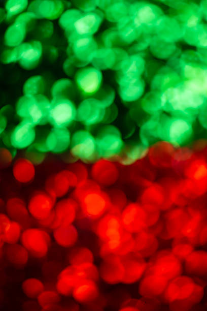 . Shiny round pattern in green and red tones.Copy Space