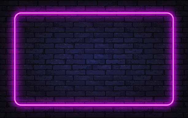 istock Glowing pink neon frame on a dark brick wall creates a modern futuristic atmosphere. Perfect for digital ads, posters, or stylish presentations. 2248837804